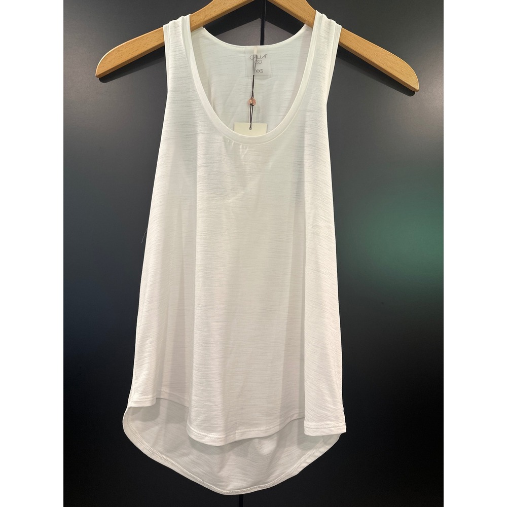 CALIA Twist Back Tank Pure White XXS WAX14114 Yoga Training Activewear NWT